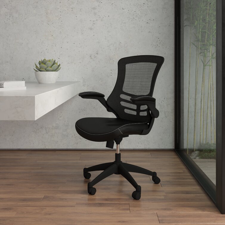 Woolverton Mid Back Mesh Swivel Ergonomic Task Office Chair with Flip Up Arms